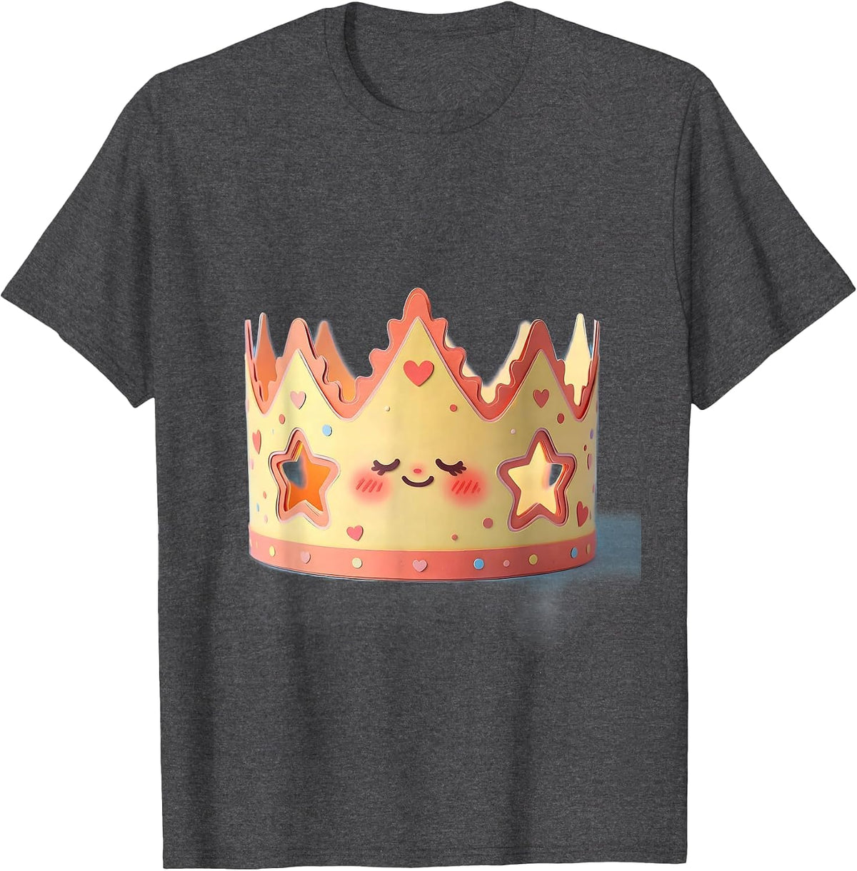 4th Grade Teacher Construction Paper Crown T-Shirt - Dark Heather Grey