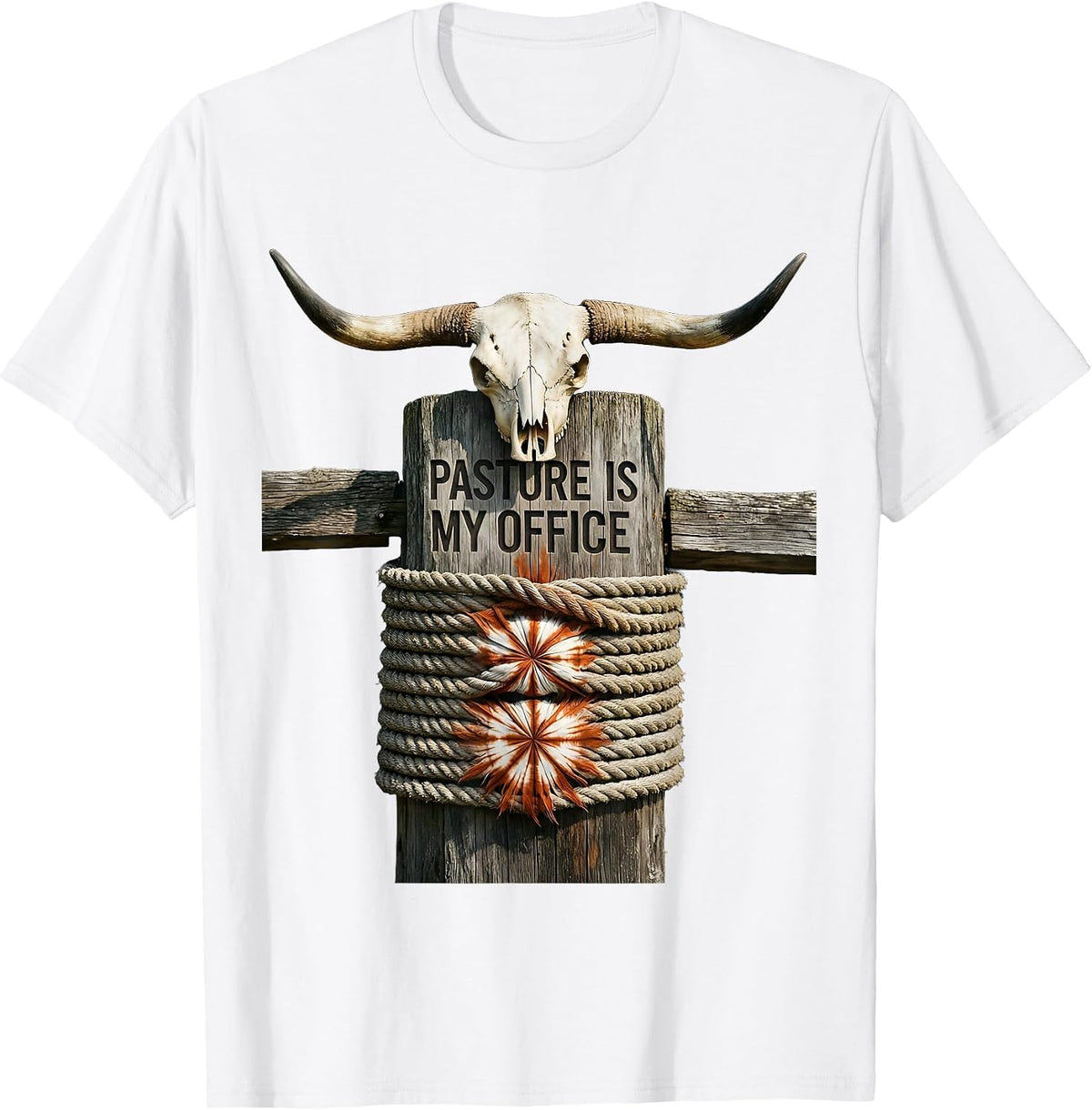 Men's Pasture Is My Office Funny Cow Farmer Design T-Shirt - White