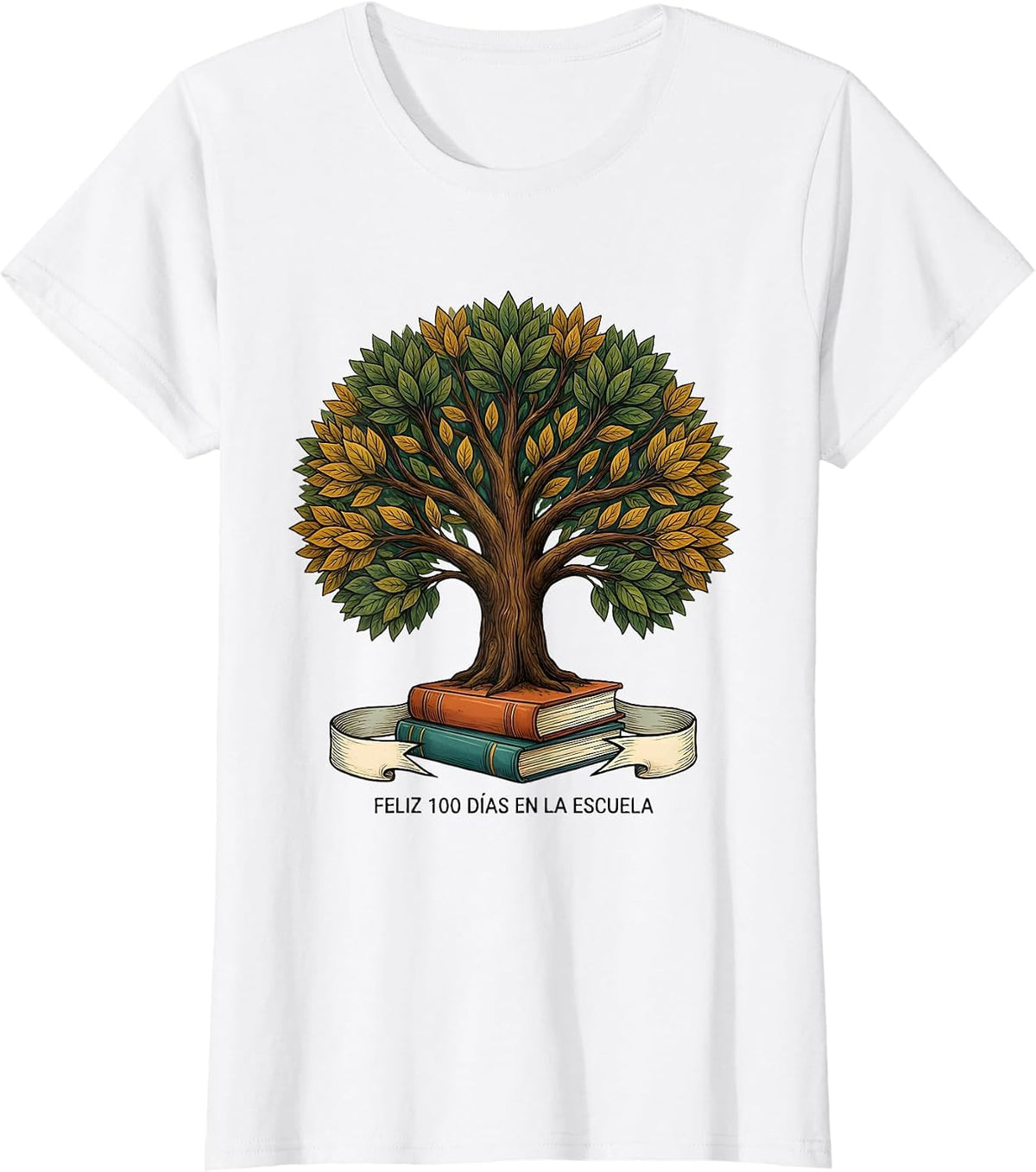 Women's Feliz 100 Días en la Escuela Cheerful Spanish Teacher 100th T-Shirt - White