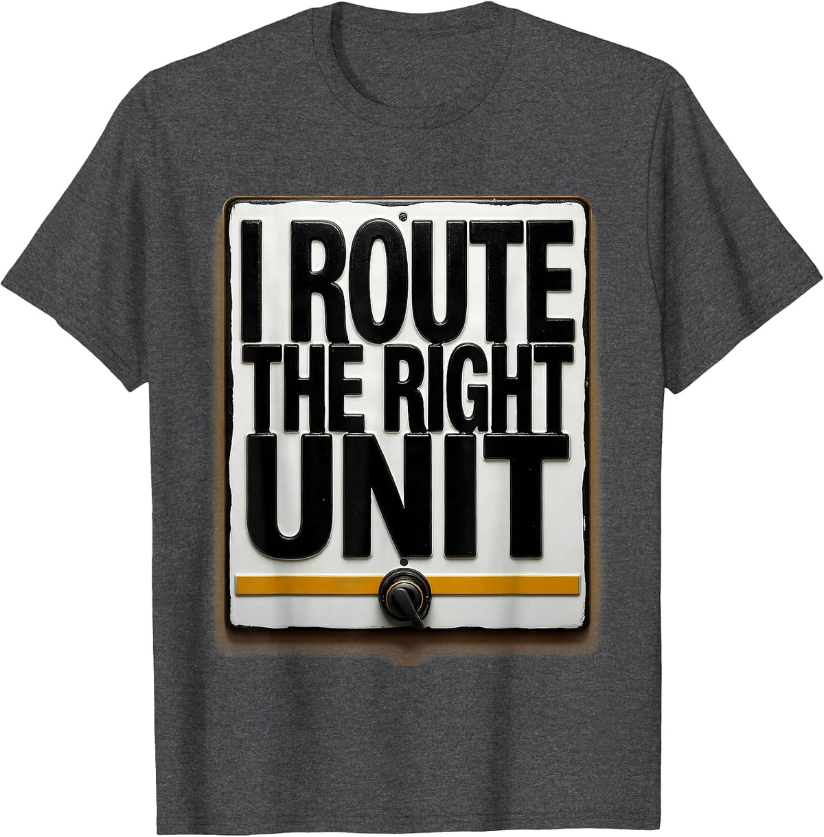 I Route The Right Unit Thin Gold Line 911 Dispatcher Gift T-Shirt - Dark Heather Grey