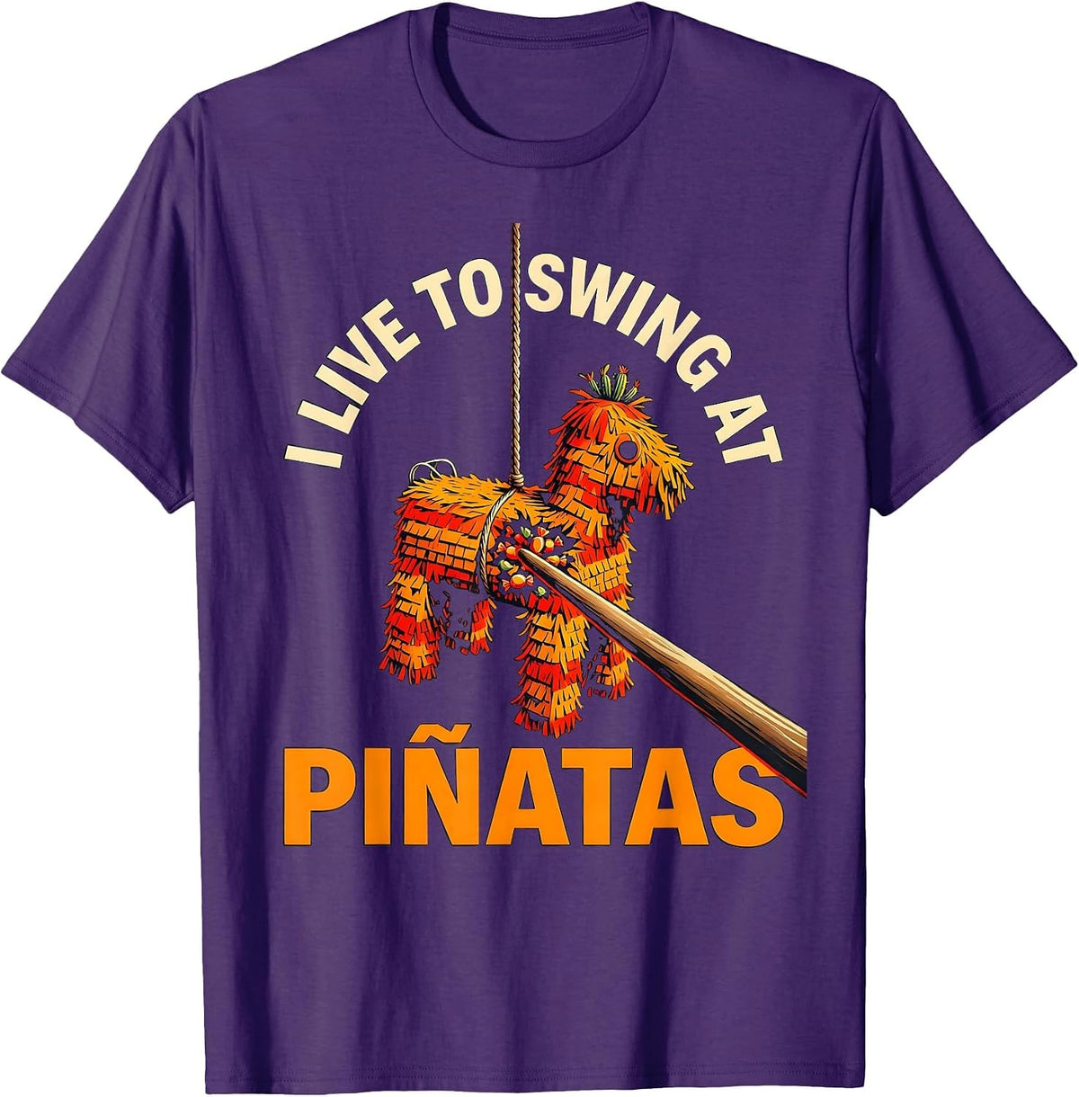Men's I Live To Swing At Piñatas Funny Cinco De Mayo Party Costume T-Shirt - Purple
