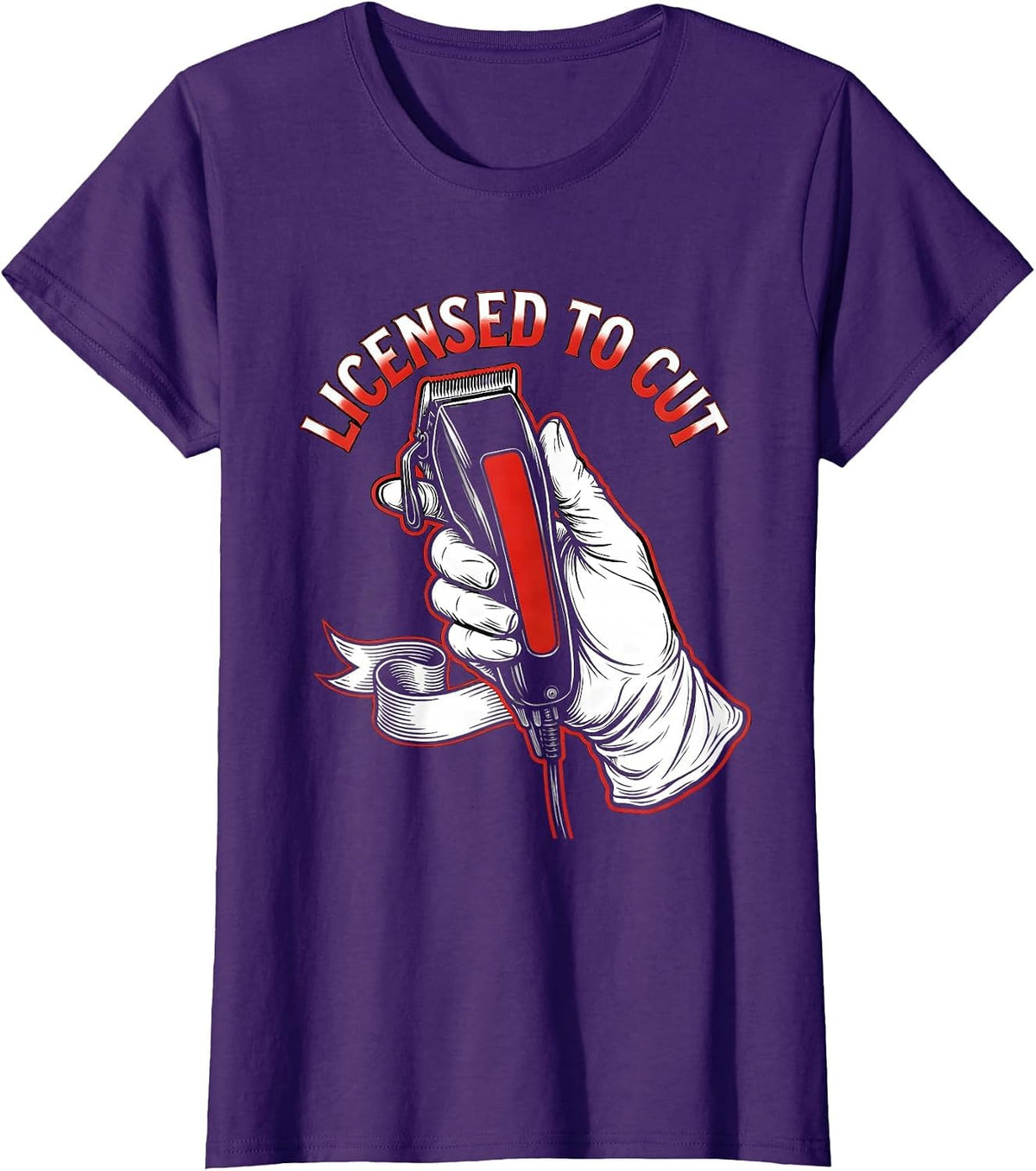 Women's Licensed To Cut Tattoo Barber Hairdresser Humor T-Shirt - Purple