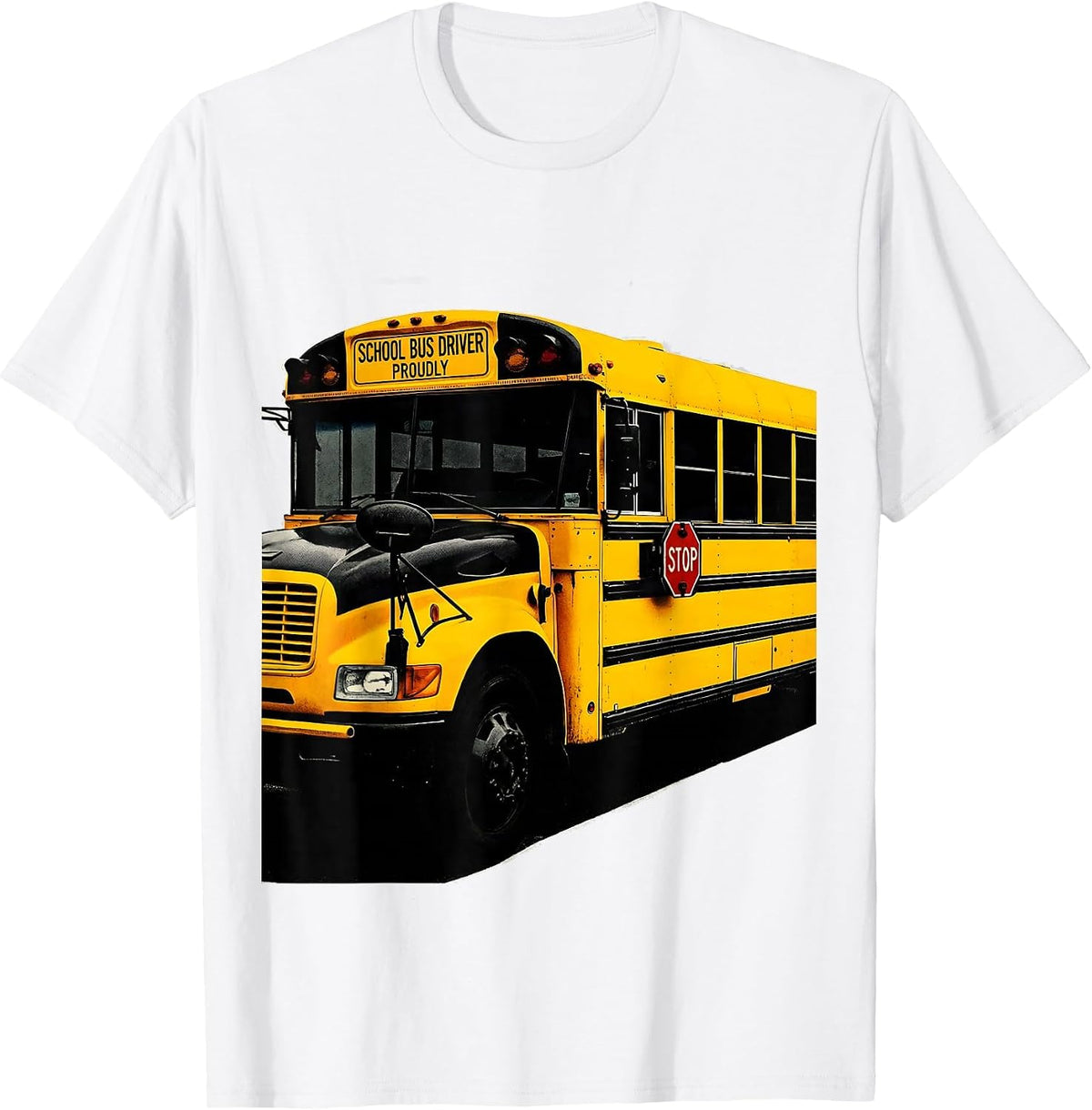 Men's School Bus Driver, Proudly Screenprint Bus Driver T-Shirt - White