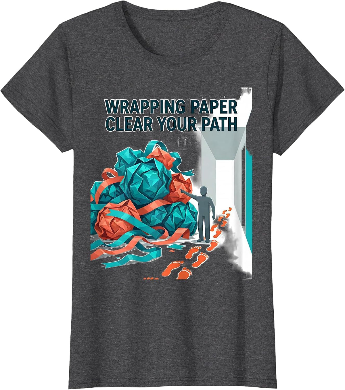 Women's Wrapping Paper Clear Your Path Funny Physical Therapist PT T-Shirt - Dark Heather Grey