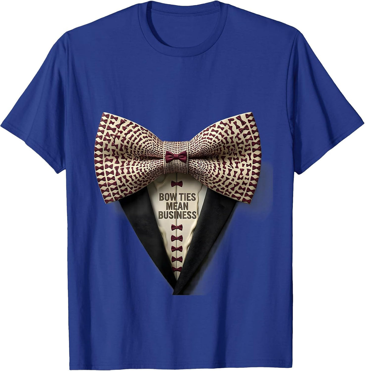 Bow Ties Mean Business Tuxedo Graphic Design T-Shirt - Royal Blue