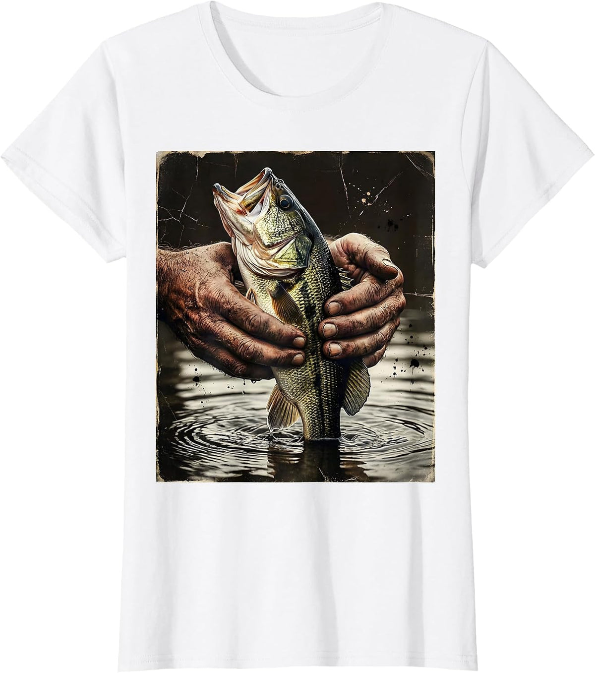Women's Catch and Release Bass Fishing Graphic Tee T-Shirt - White