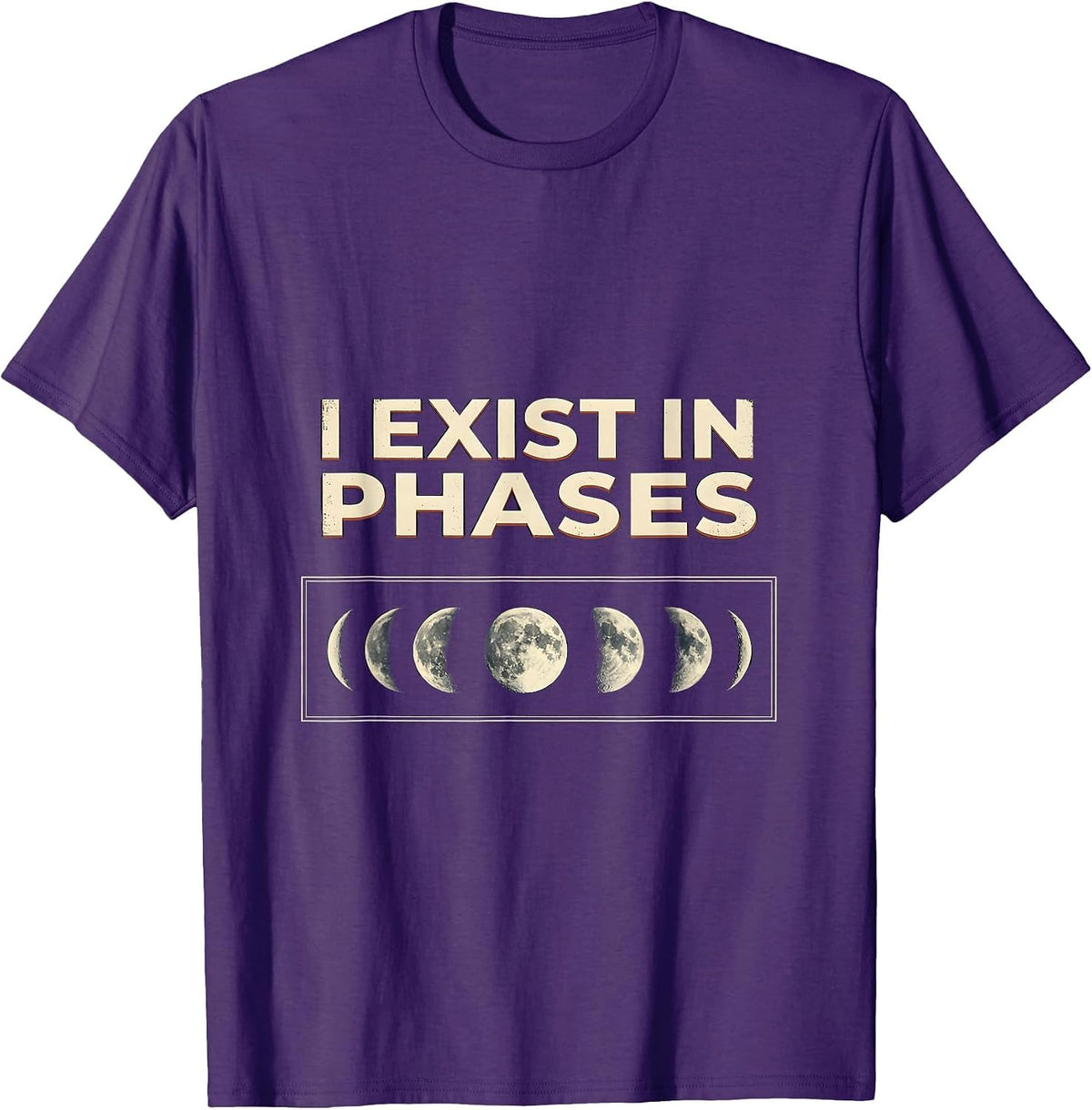 Men's I Exist In Phases Vintage Moon Phases Celestial Astronomy T-Shirt - Purple