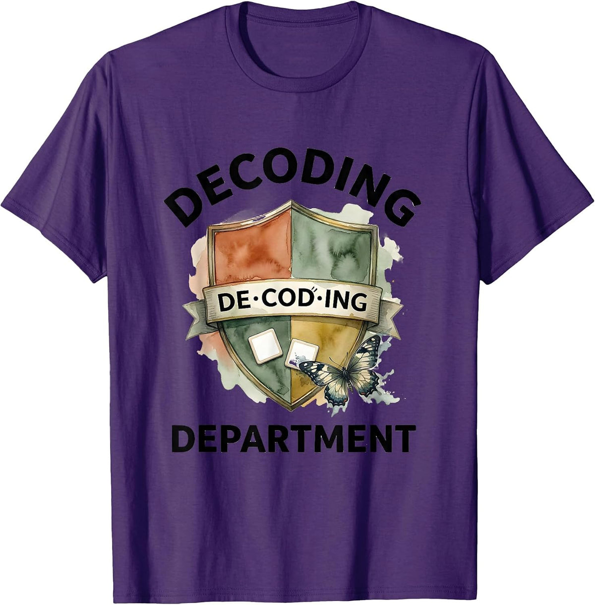 Decoding Department Funny Dyslexia Teacher Specialist Humor T-Shirt - Purple