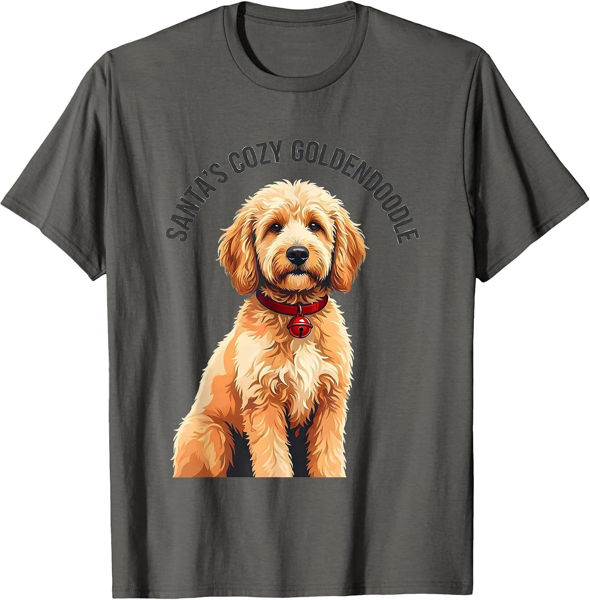 Men's Santa's Cozy Goldendoodle Holiday Dog Lover Christmas Pajama T-Shirt - Asphalt Grey