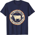 Moo Christmas From Your Highland Cow Funny Farm Animal T-Shirt - Navy Blue