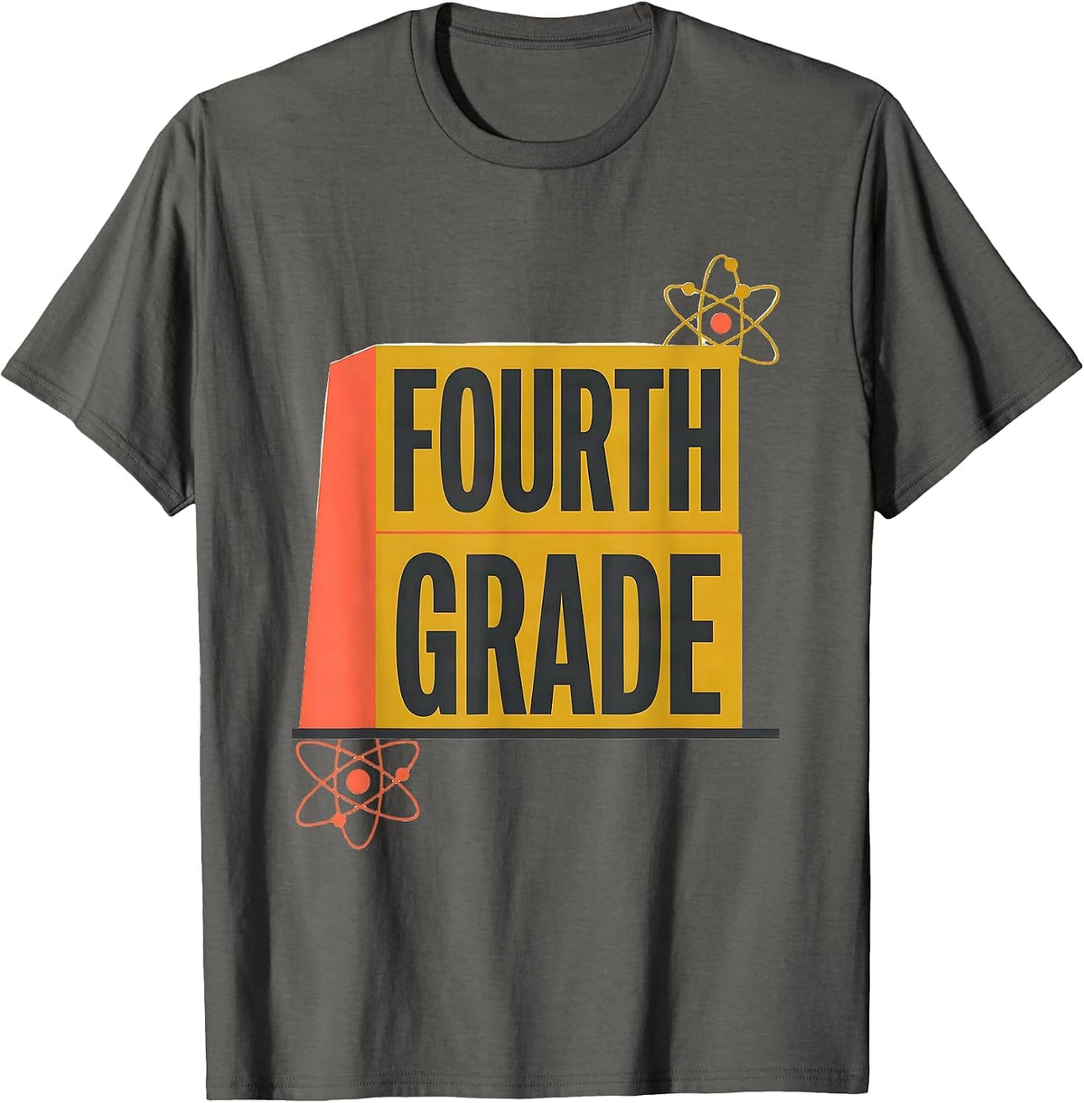 Men's Fourth Grade Retro Midcentury Modern Teacher Student Back T-Shirt - Asphalt Grey