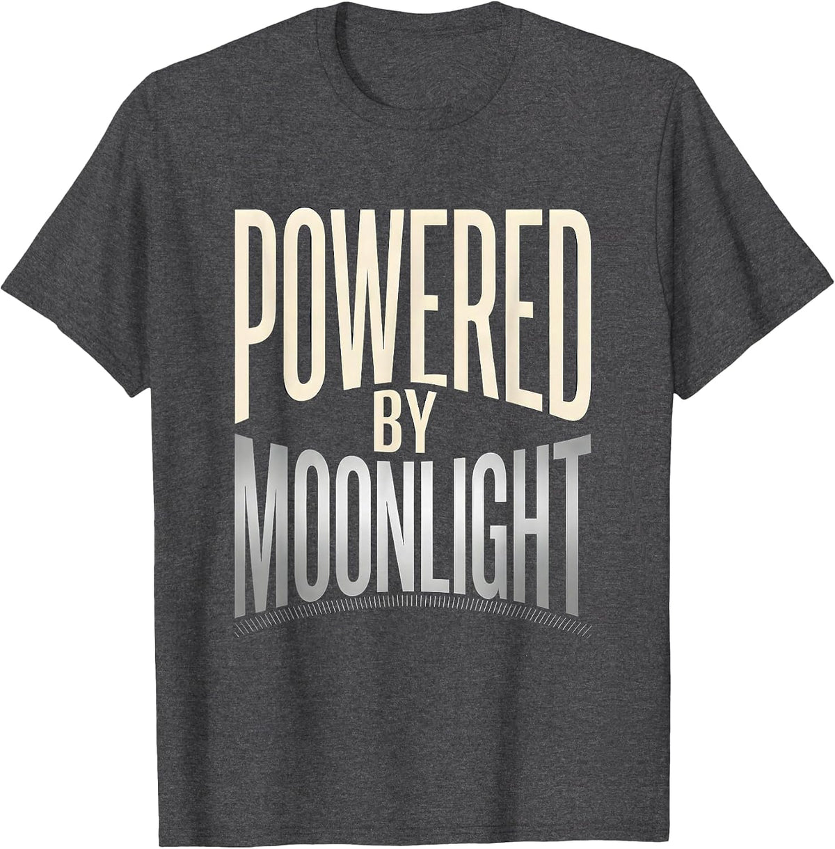 Powered By Moonlight Celestial Astronomy Lunar Cycle Boho T-Shirt - Dark Heather Grey