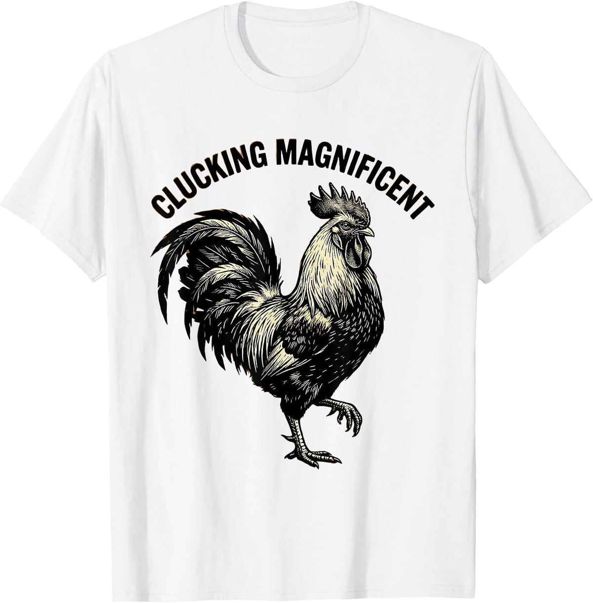 Men's Clucking Magnificent Chicken Graphic Design T-Shirt - White
