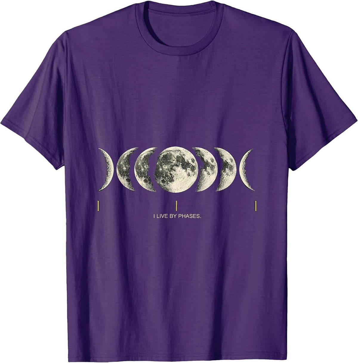 Men's I Live By Phases Celestial Moon Phase Astronomy Boho Graphic T-Shirt - Purple