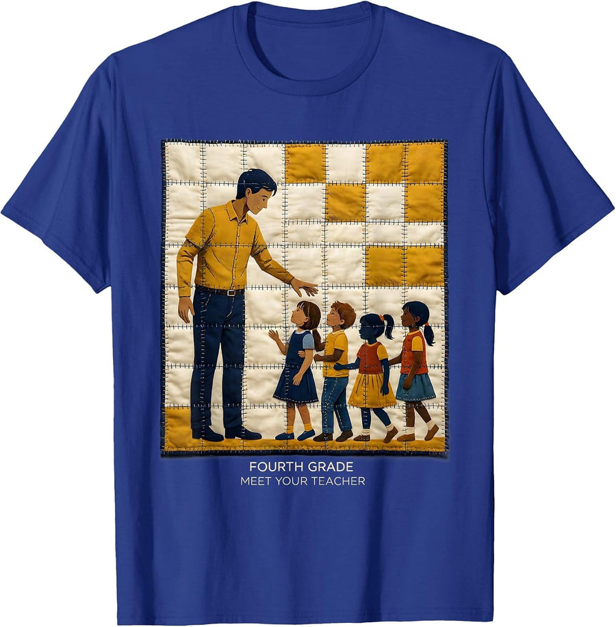 Fourth Grade Meet Your Teacher Funny Teacher Back To School T-Shirt - Royal Blue