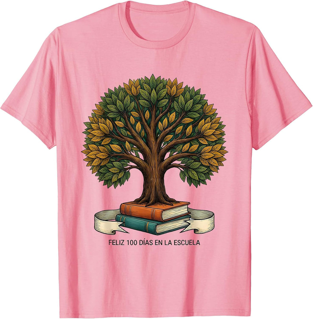 Men's Feliz 100 Días en la Escuela Cheerful Spanish Teacher 100th T-Shirt - Pink