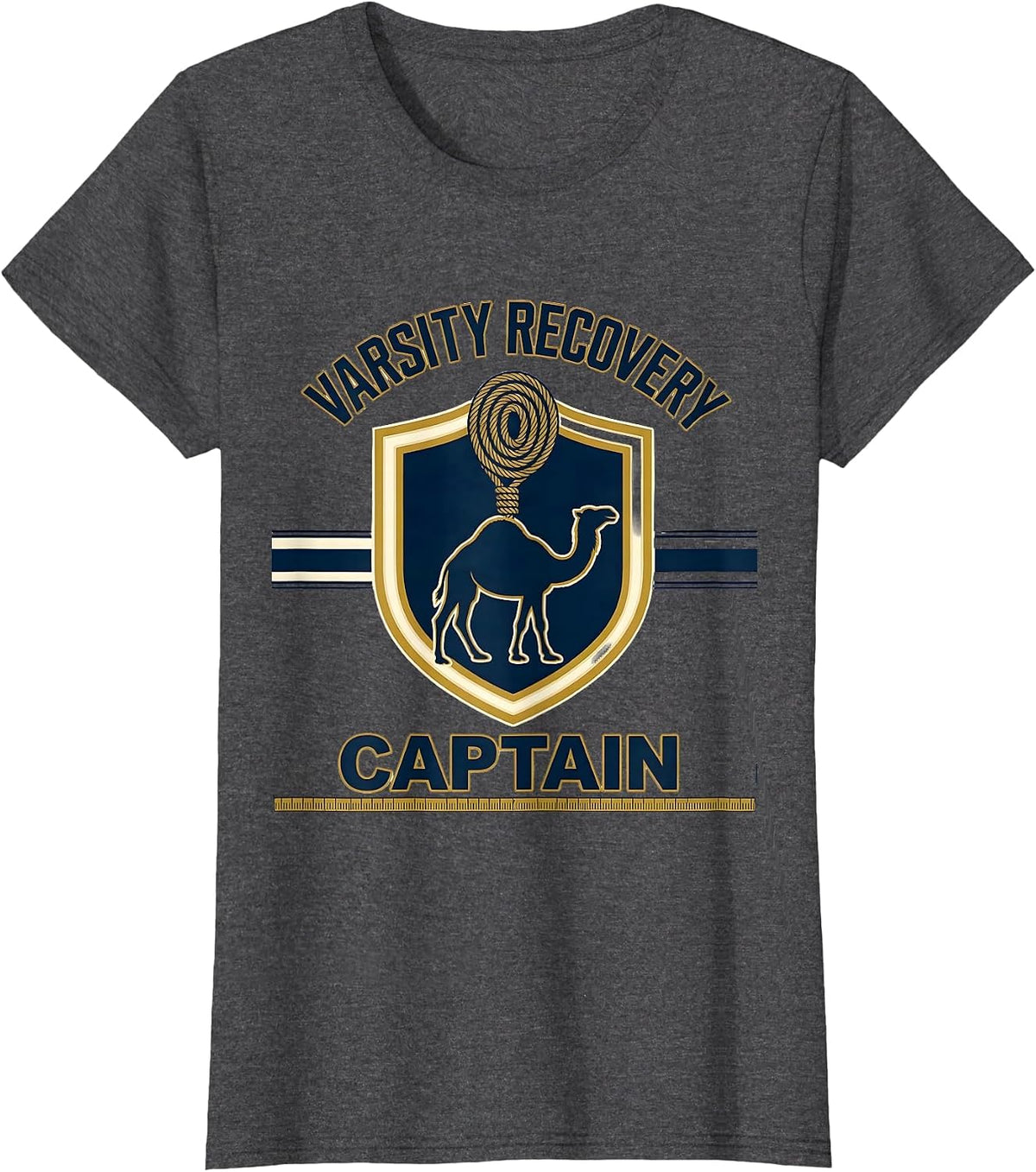 Women's Varsity Recovery Captain Raunchy Tow Truck Humor Camel T-Shirt - Dark Heather Grey