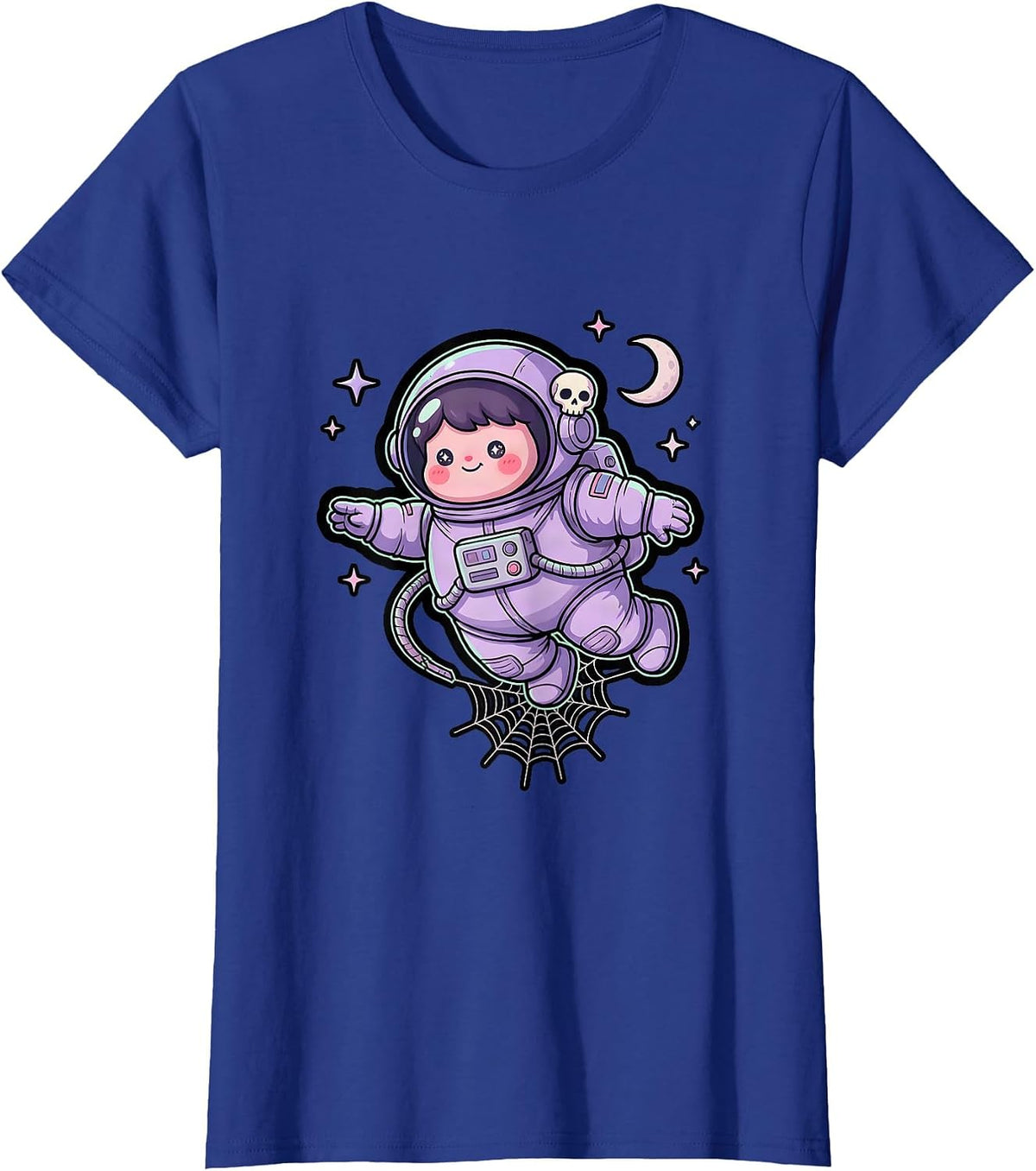Women's Astronaut Drifting Away From Space Station T-Shirt - Royal Blue