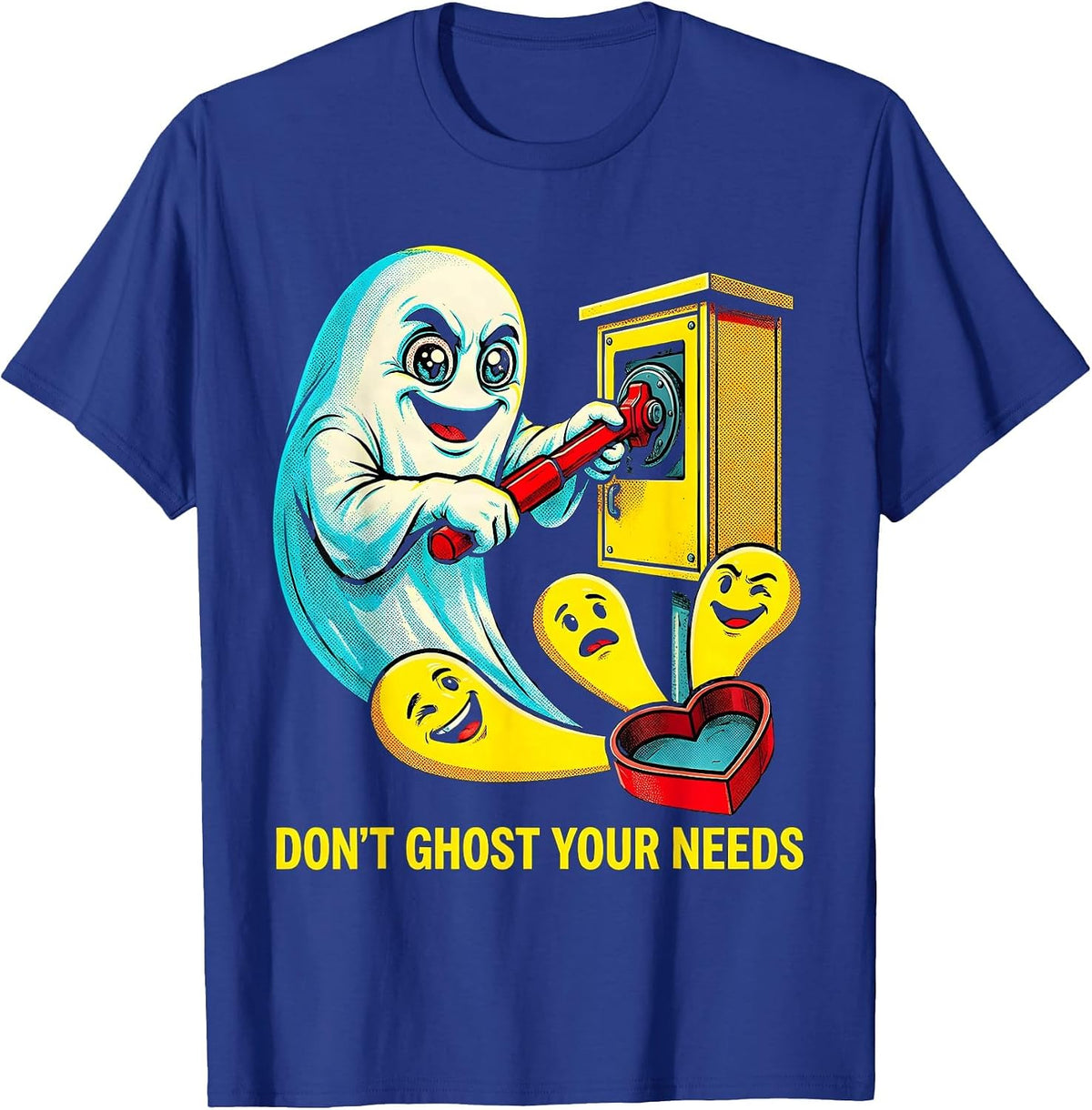 Don't Ghost Your Needs Pop Art Mental Health Halloween T-Shirt - Royal Blue