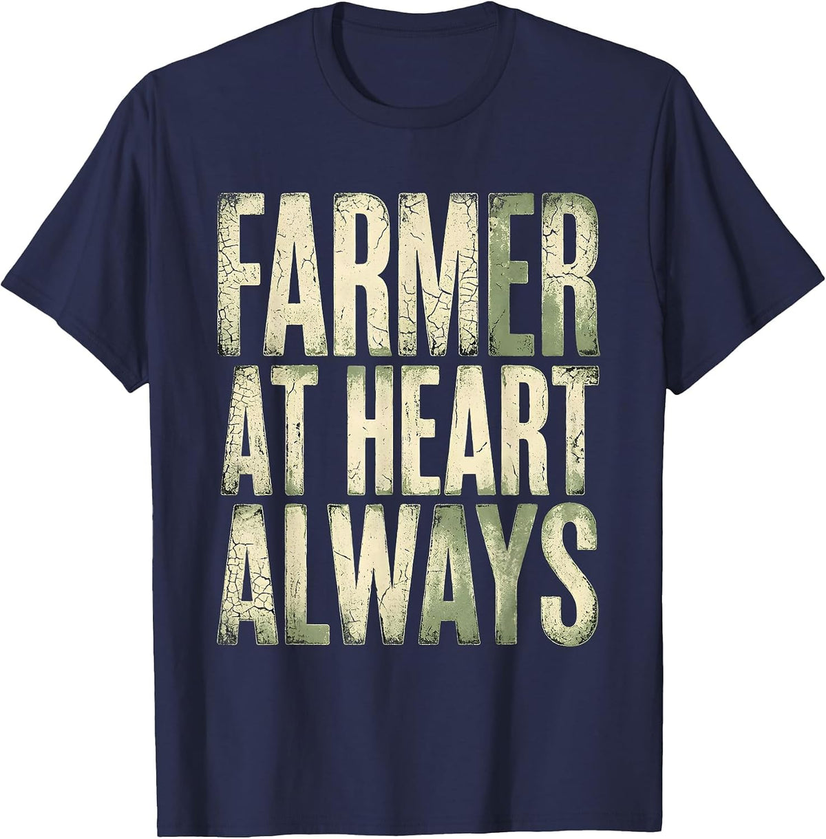 Men's Farmer At Heart Always Country Pride Design T-Shirt - Navy Blue