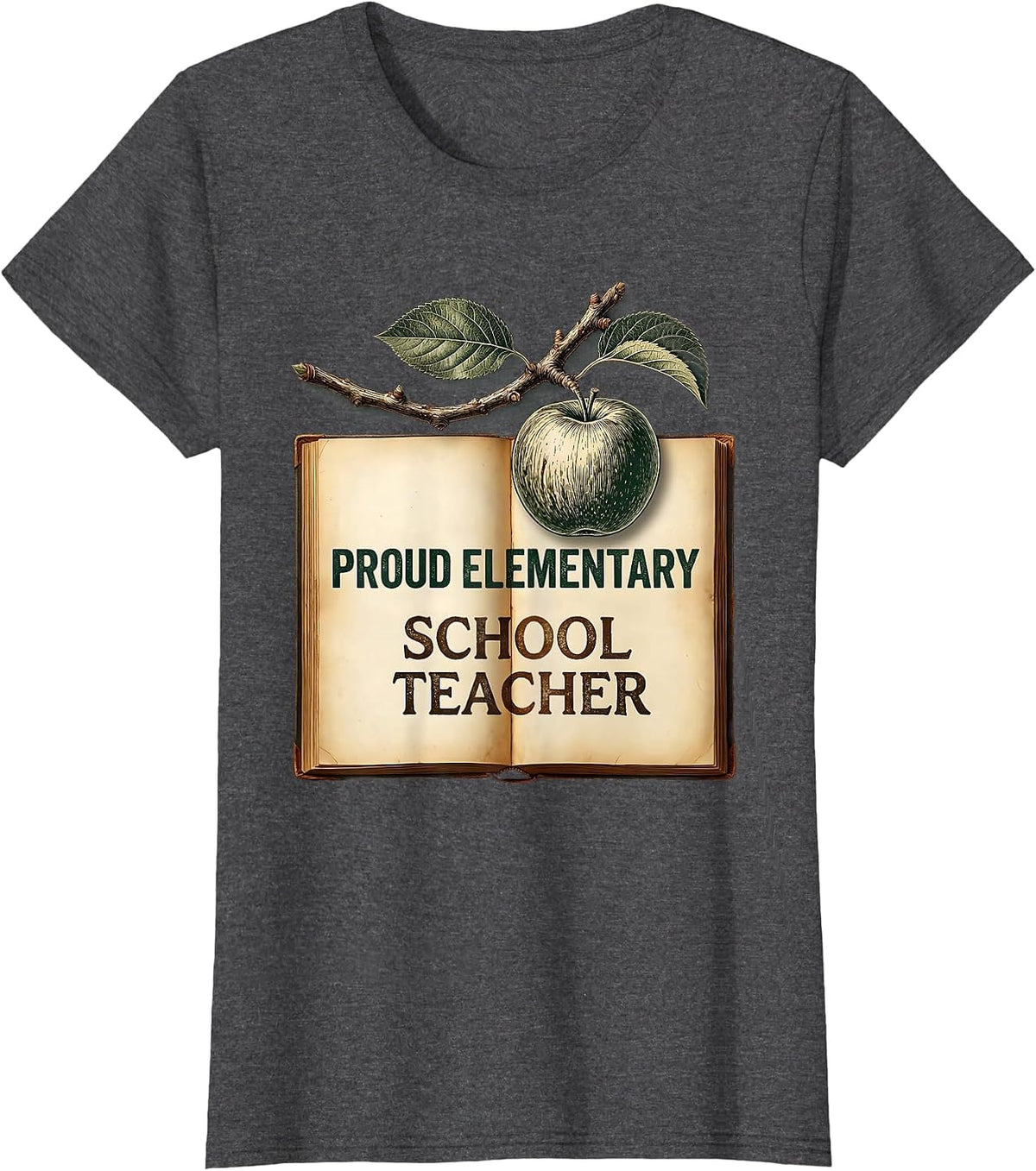 Women's Proud Elementary School Teacher Graphic Design T-Shirt - Dark Heather Grey