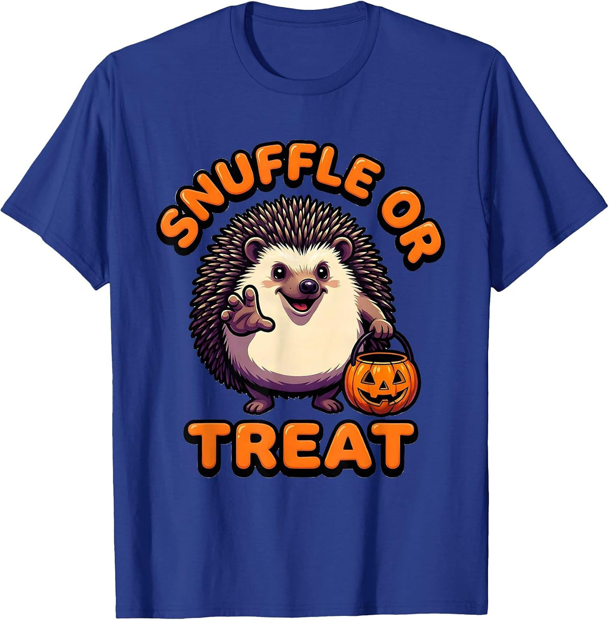 Men's Snuffle Or Treat Bold Cartoon Hedgehog Halloween Costume T-Shirt - Royal Blue