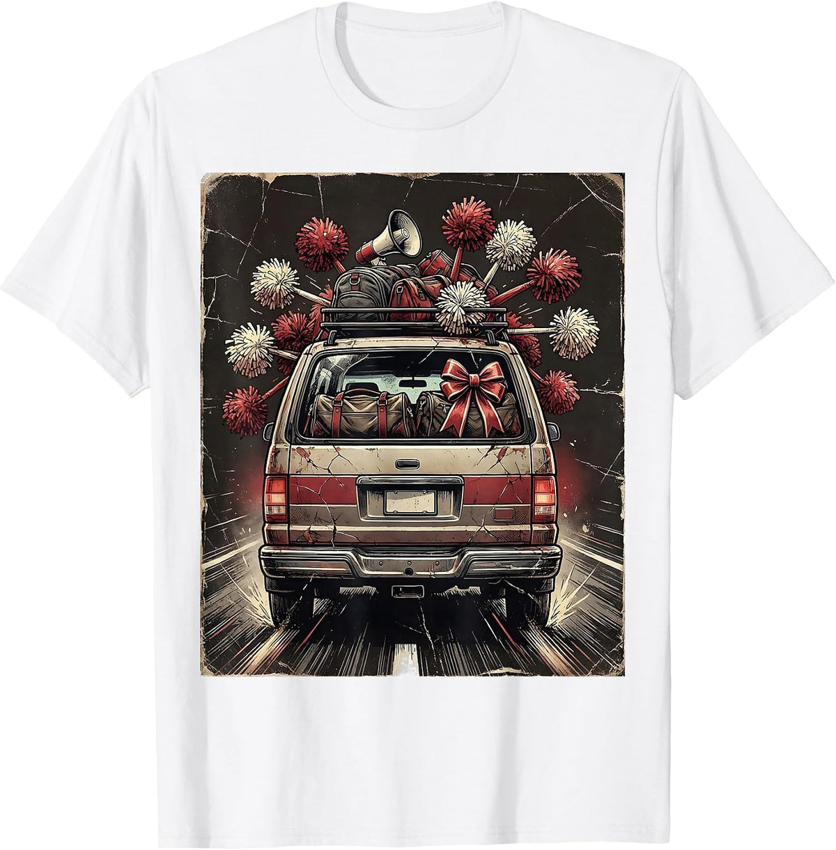 Men's Cheer Mom Van On The Go Graphic Design T-Shirt - White
