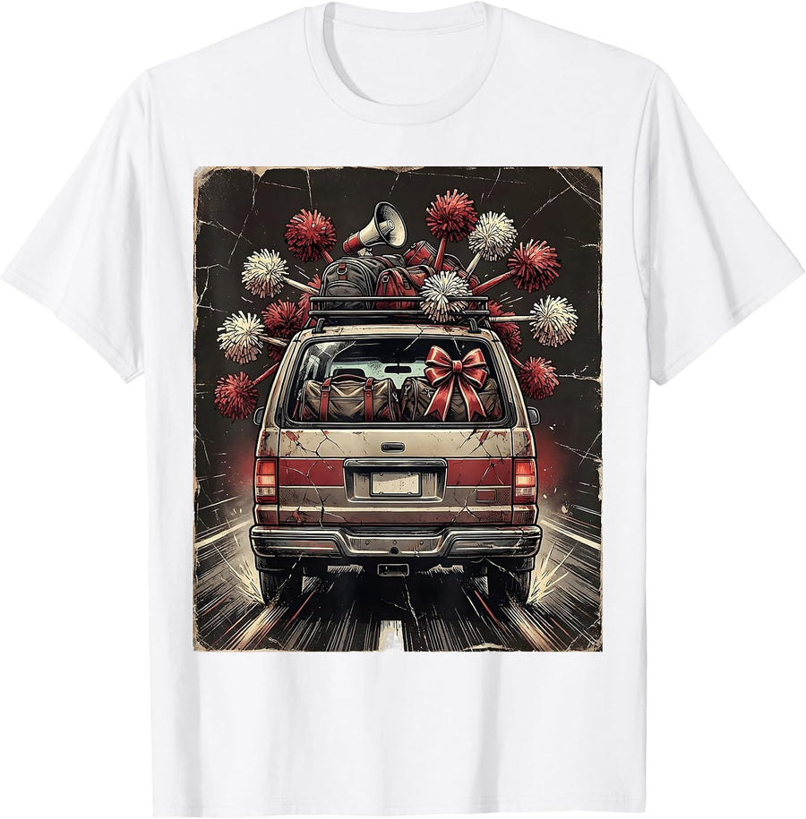 Men's Cheer Mom Van On The Go Graphic Design T-Shirt - White