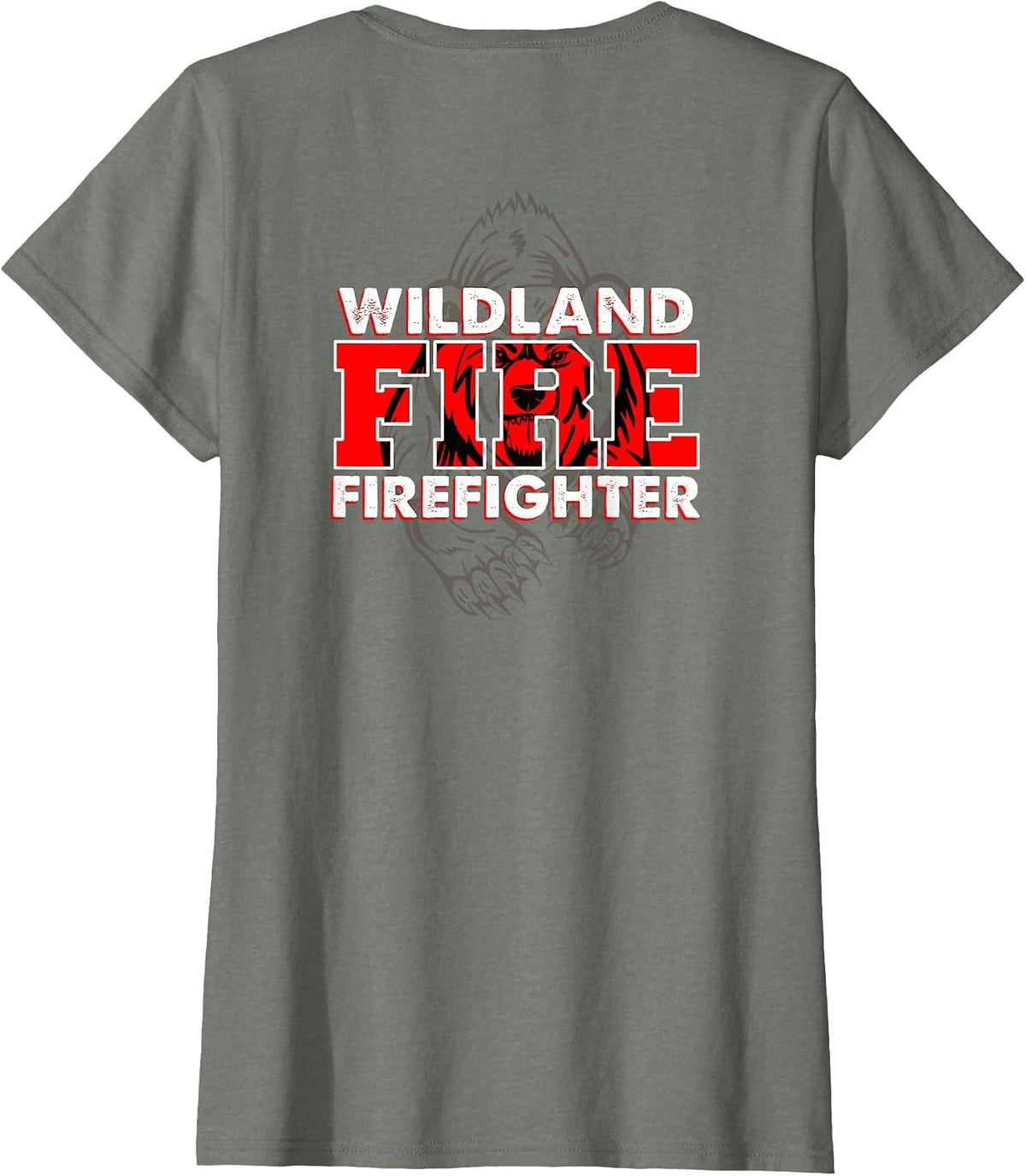 Wildland Fire Rescue Department Firefighters Firemen Uniform T-Shirt - Olive Heather