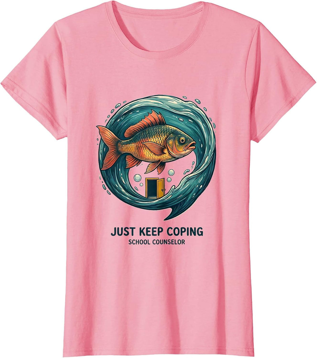 Women's Just Keep Coping School Counselor Funny Appreciation Gift T-Shirt - Pink