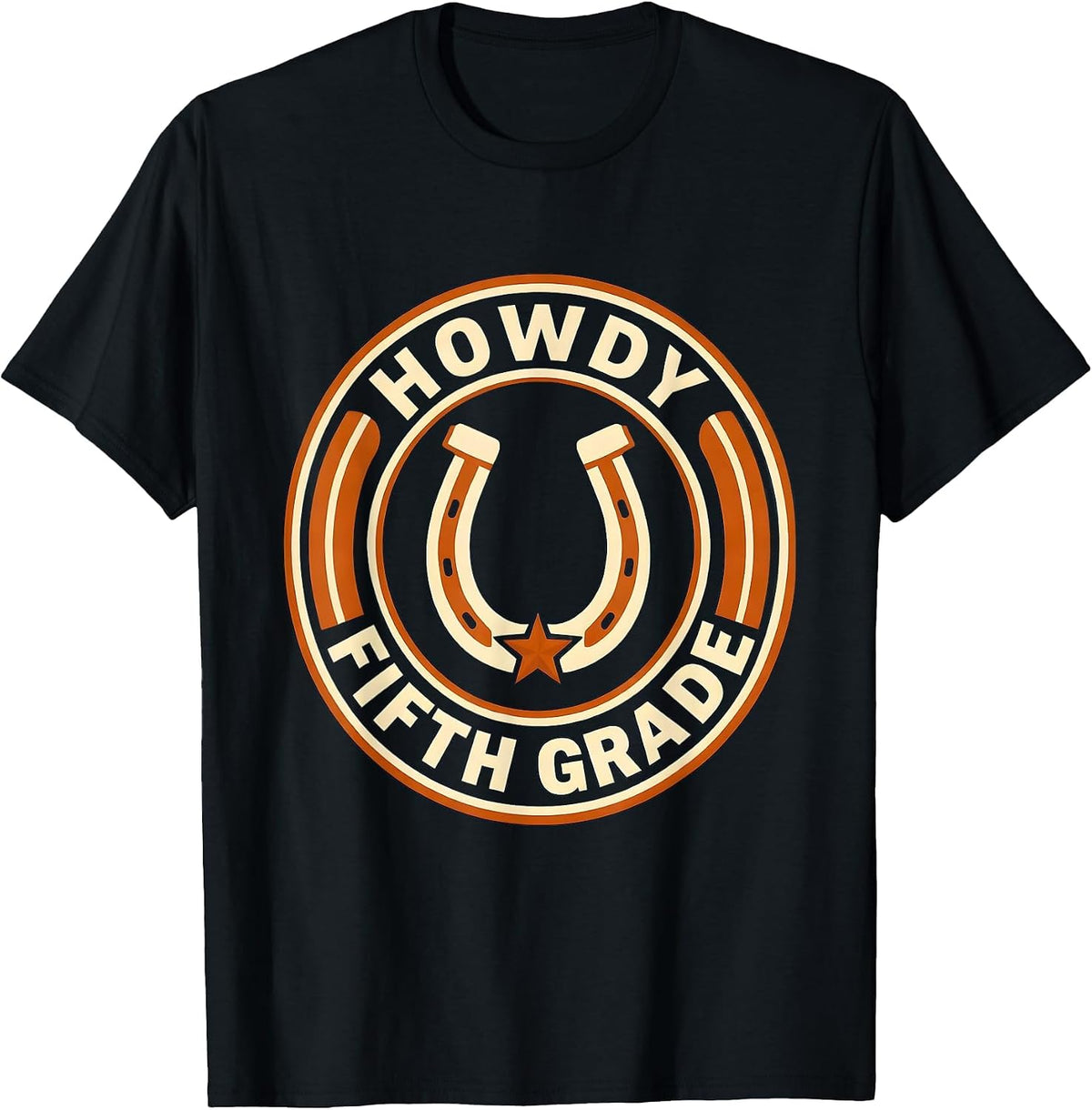 Men's Howdy Fifth Grade Western Cowgirl Teacher Back To School T-Shirt - Black