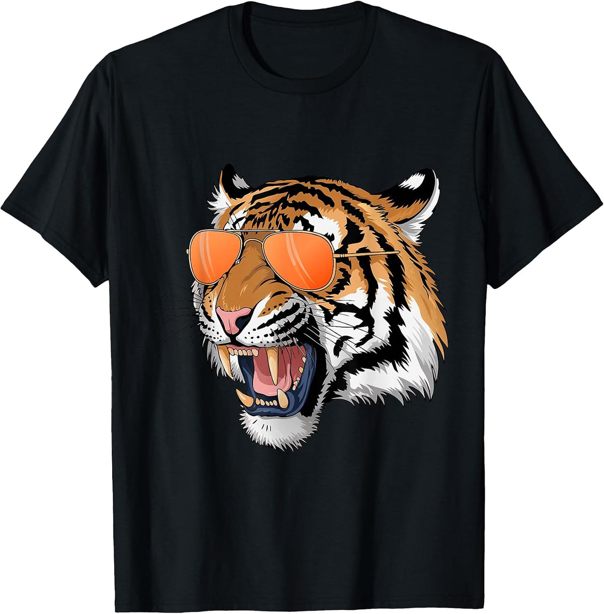 Cool Growling Bengal Tiger with Sunglasses T-Shirt, Men, Black, Small - As Pictured
