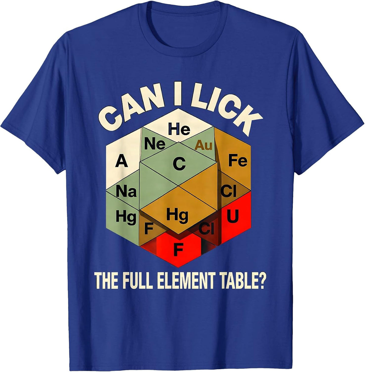 Men's Can I Lick The Full Element Table Funny Science Teacher T-Shirt - Royal Blue