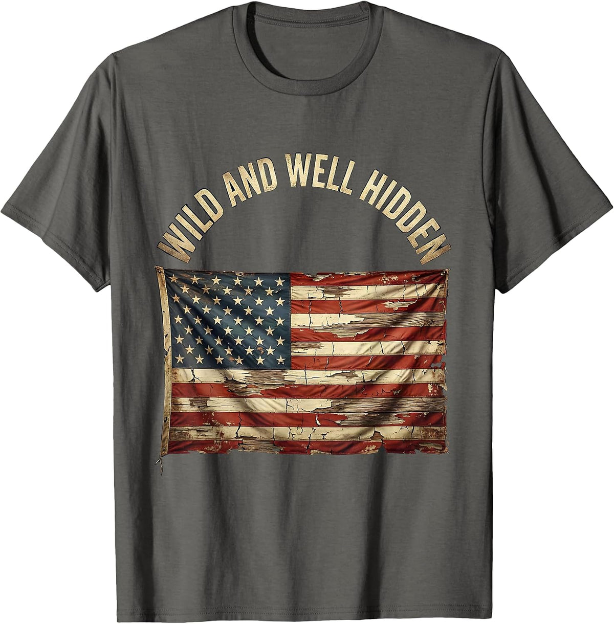 Men's Wild and Well Hidden Camouflage Graphic Design T-Shirt - Asphalt Grey