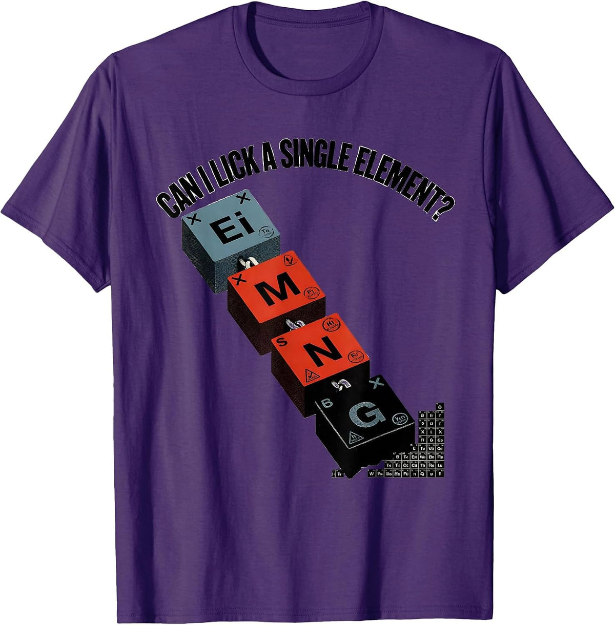 Can I Lick A Single Element Funny Periodic Table Chemistry T-Shirt - Purple