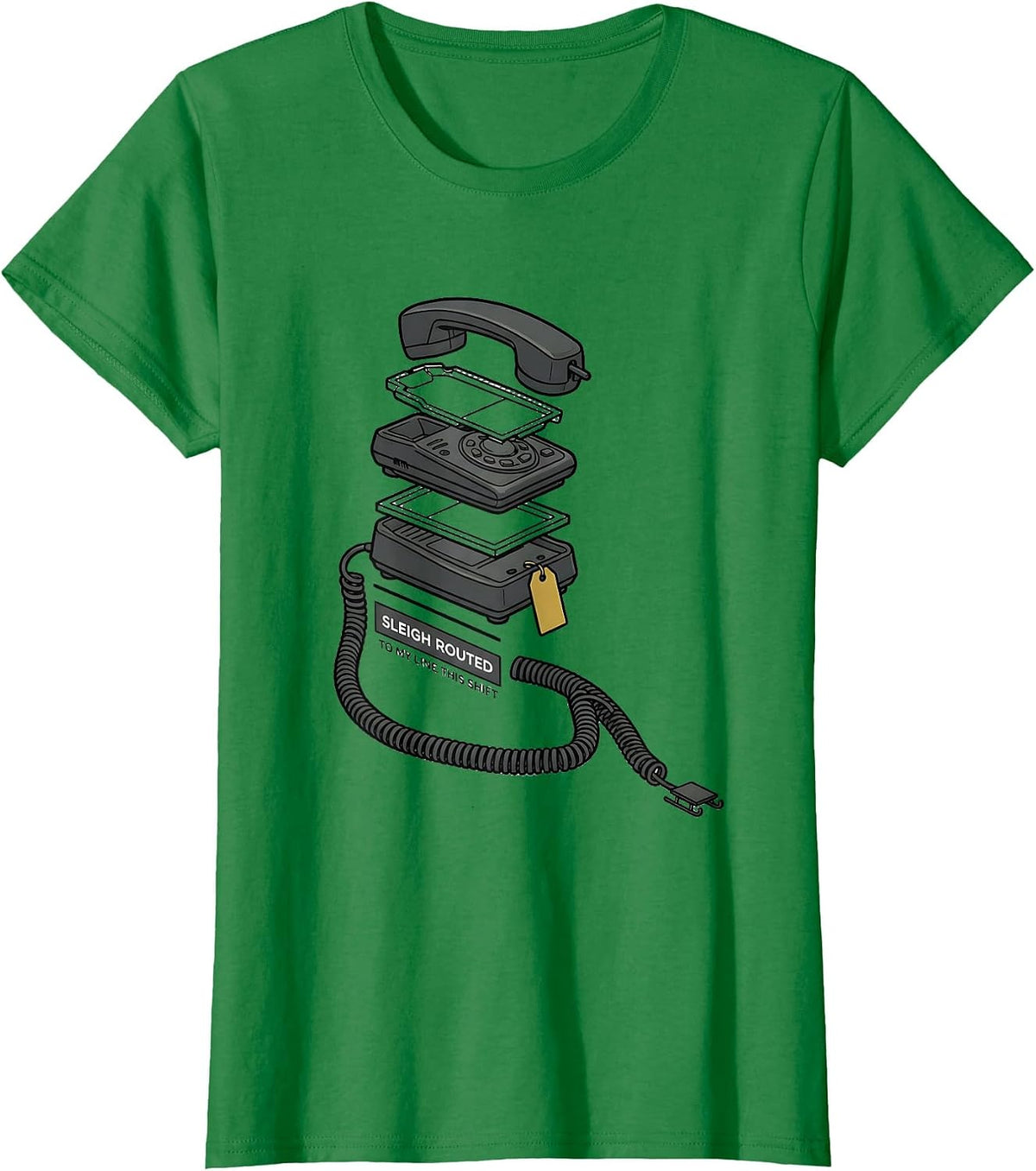 Sleigh Routed To My Line This Shift Funny 911 Dispatcher T-Shirt - Kelly Green