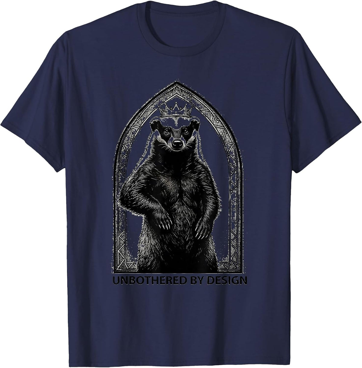 Men's Unbothered By Design Funny Honey Badger Animal Humor T-Shirt - Navy Blue