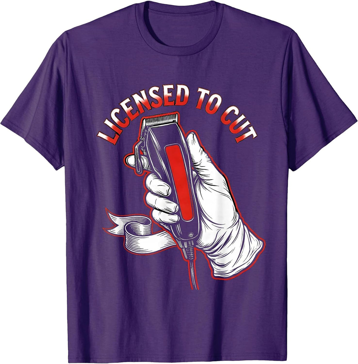 Men's Licensed To Cut Tattoo Barber Hairdresser Humor T-Shirt - Purple