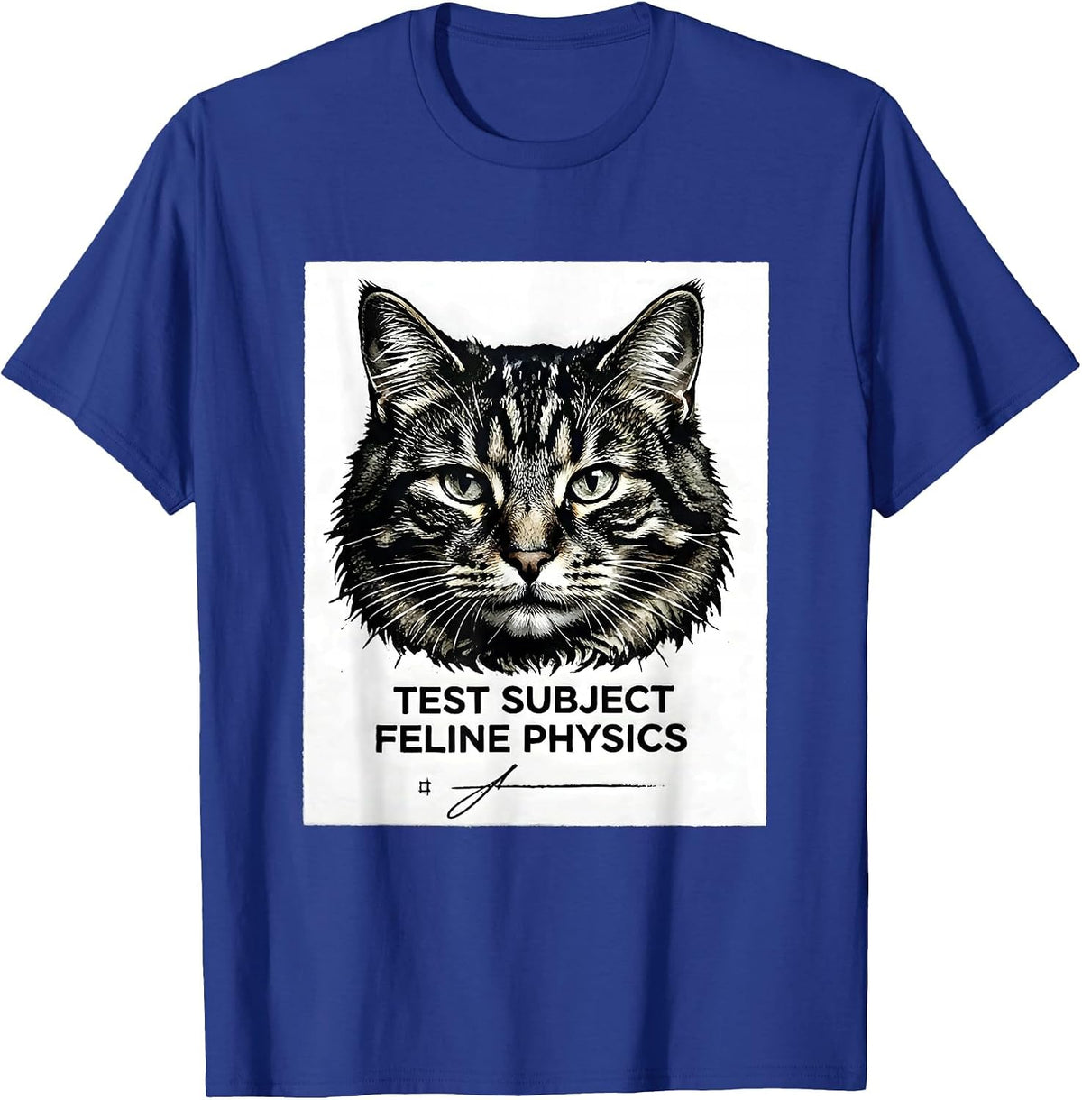 Men's Test Subject Feline Physics Funny Cat Science Math Teacher T-Shirt - Royal Blue