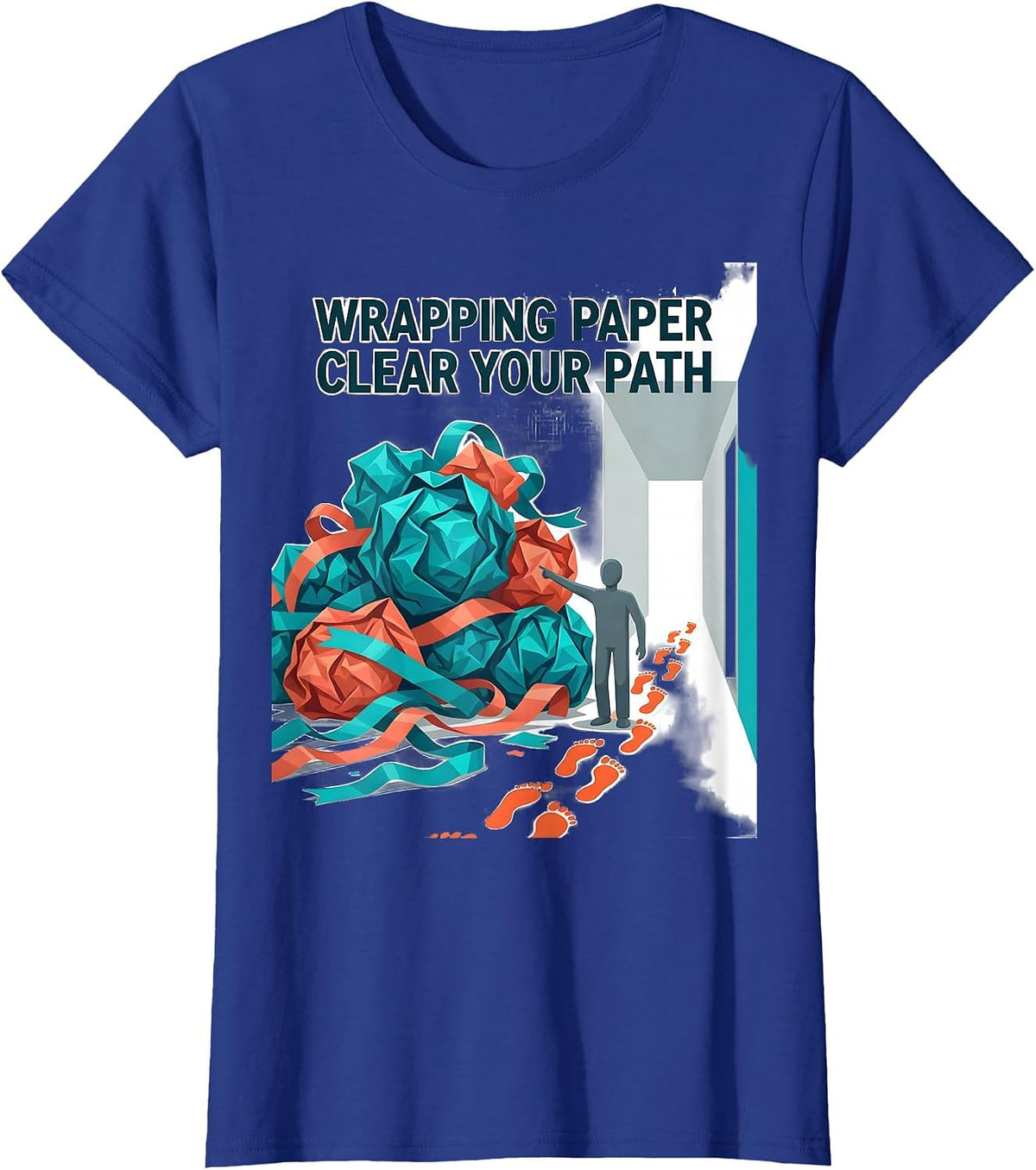 Women's Wrapping Paper Clear Your Path Funny Physical Therapist PT T-Shirt - Royal Blue