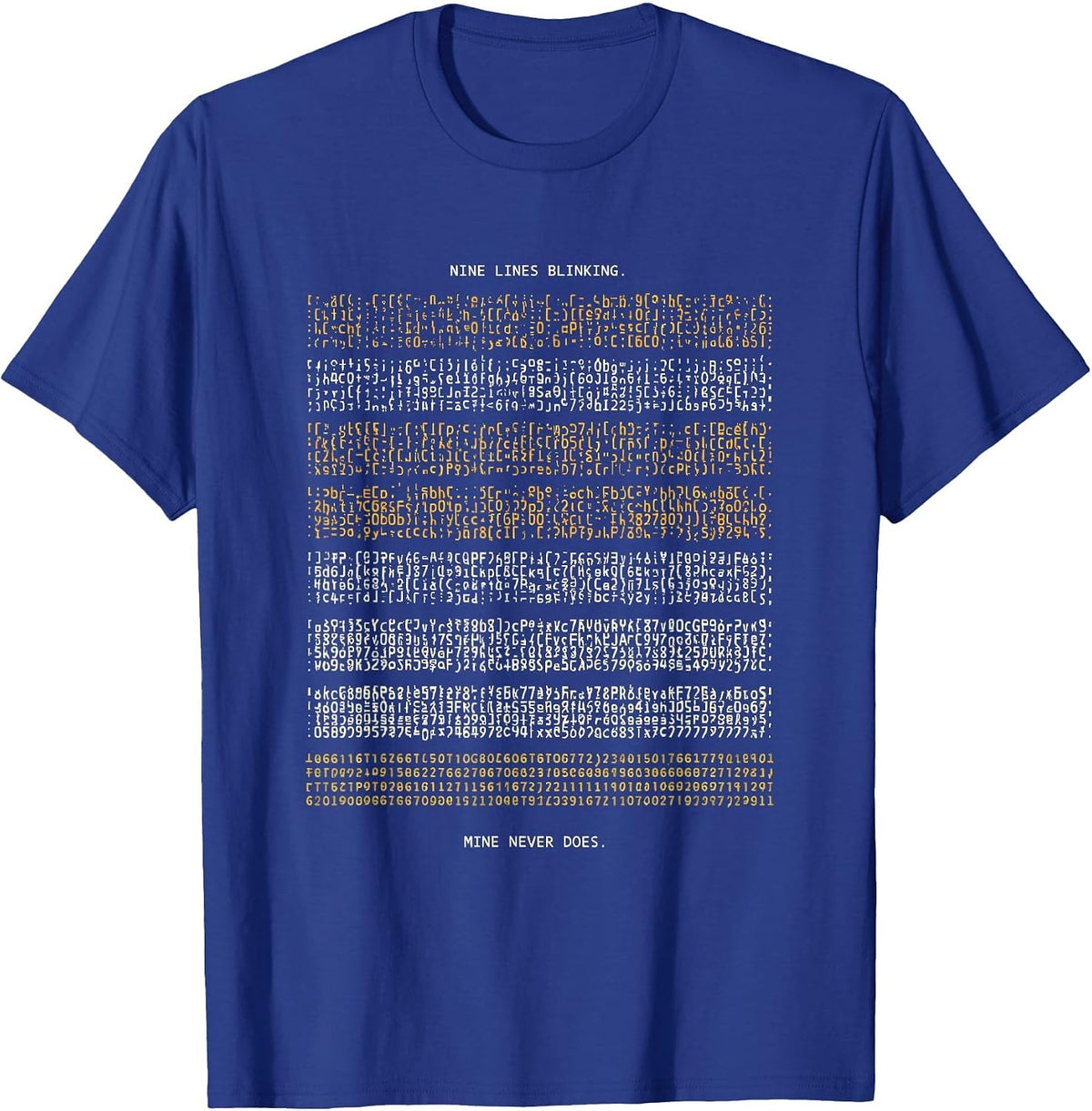 Men's Nine Lines Blinking Mine Never Does Tribute 911 Dispatcher T-Shirt - Royal Blue
