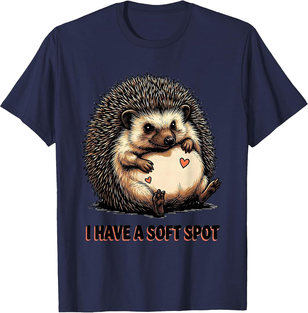 I Have A Soft Spot Cute Cartoon Hedgehog Lover Humor T-Shirt - Navy Blue