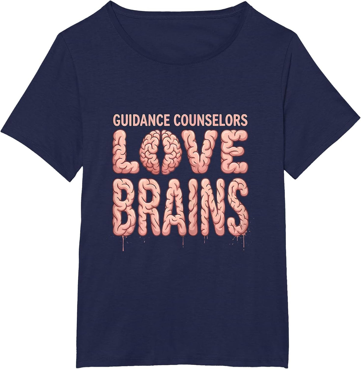 Women's Guidance Counselors Love Brains Funny Teacher Halloween T-Shirt - Navy Blue