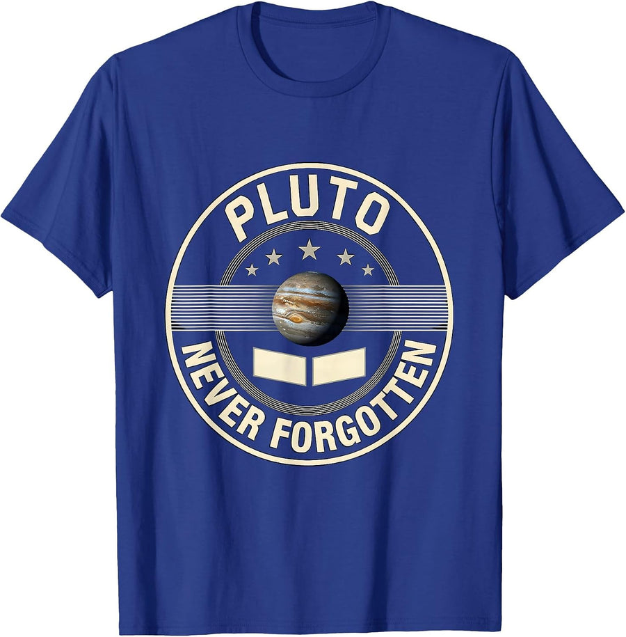 Pluto Never Forgotten Funny Astronomy Science Fan Retro T-Shirt - Royal Blue