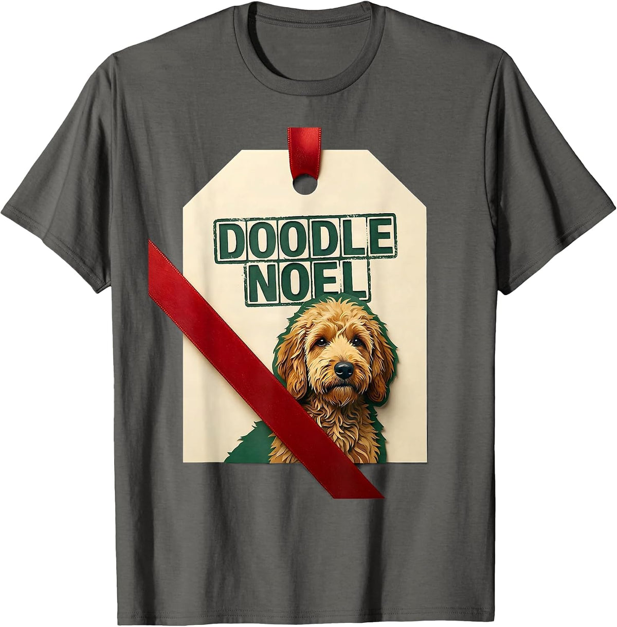 Doodle Noel Paper Cutout Christmas Goldendoodle Lover Gift T-Shirt - Asphalt Grey