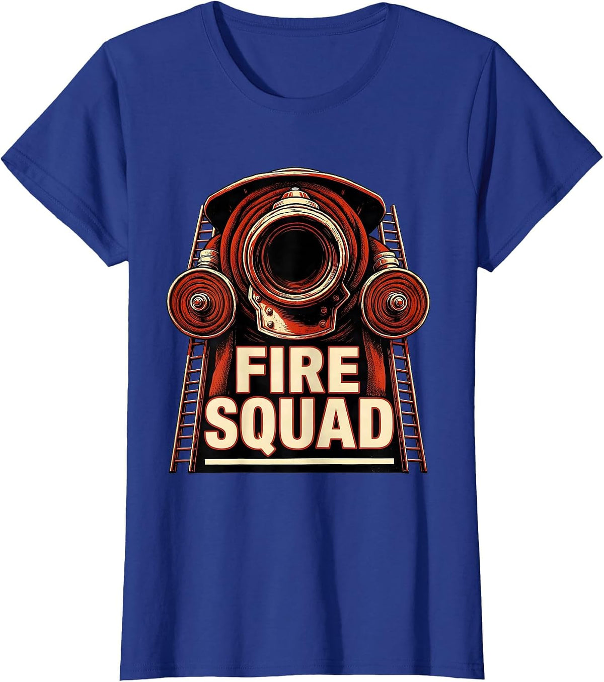 Women's FIRE SQUAD Screenprint Firefighter Pride Fire Department T-Shirt - Royal Blue