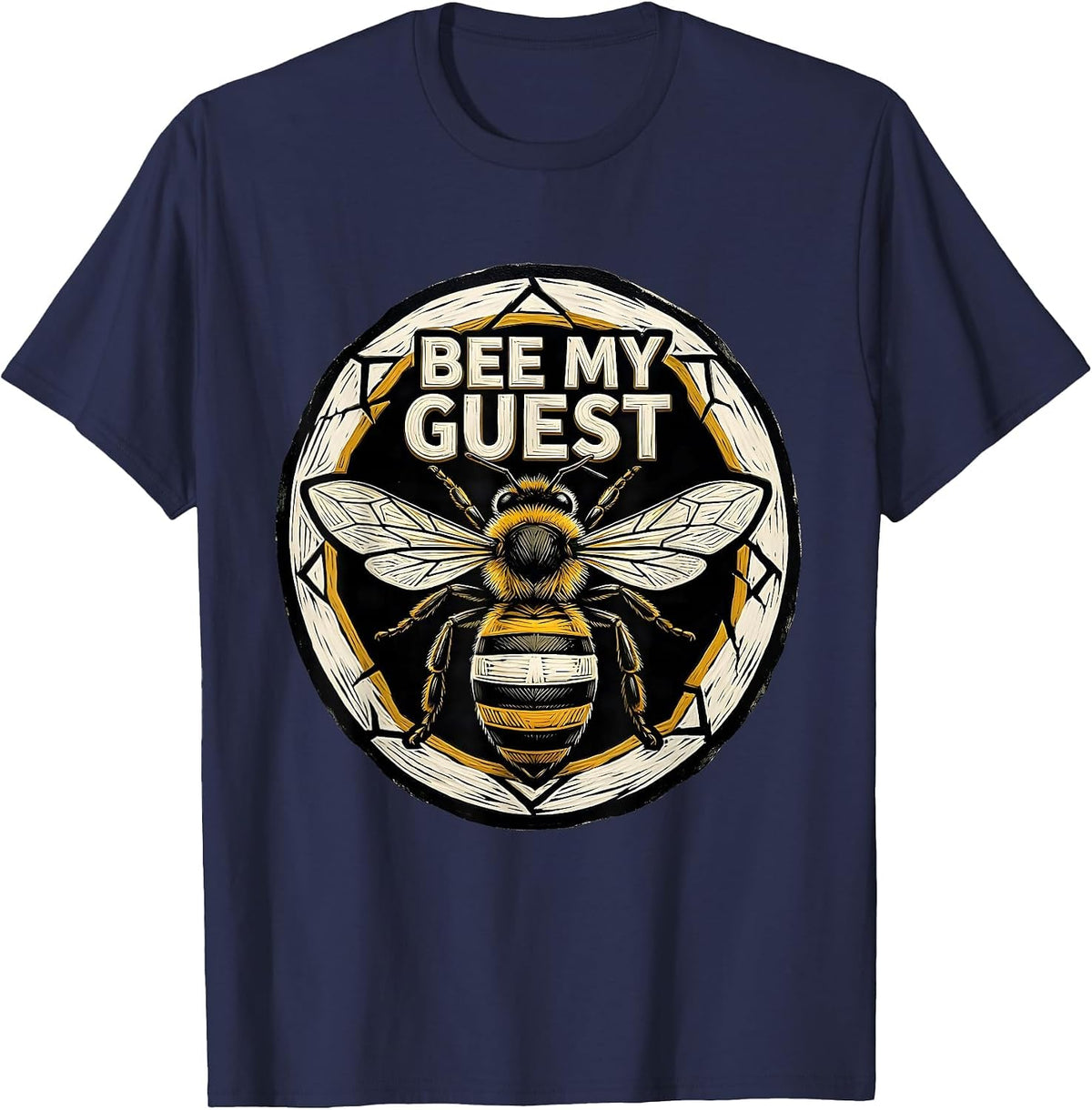 Men's Bee My Guest Vintage Beekeeper Humor Bee Costume Party T-Shirt - Navy Blue
