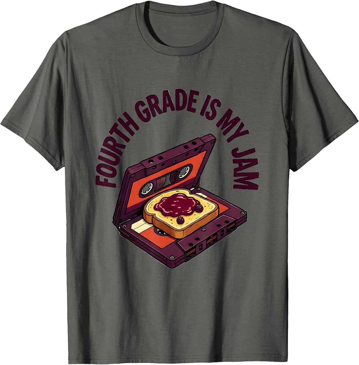 Fourth Grade Is My Jam Retro Teacher Student Back To School T-Shirt - Asphalt Grey