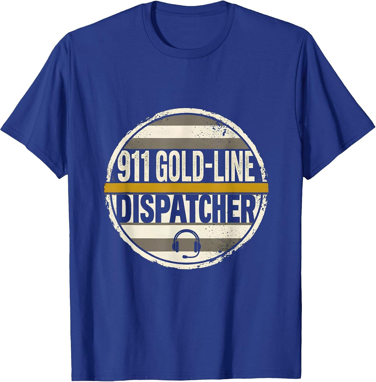 911 Gold-Line Dispatcher Thin Line Tribute Gift T-Shirt - Royal Blue
