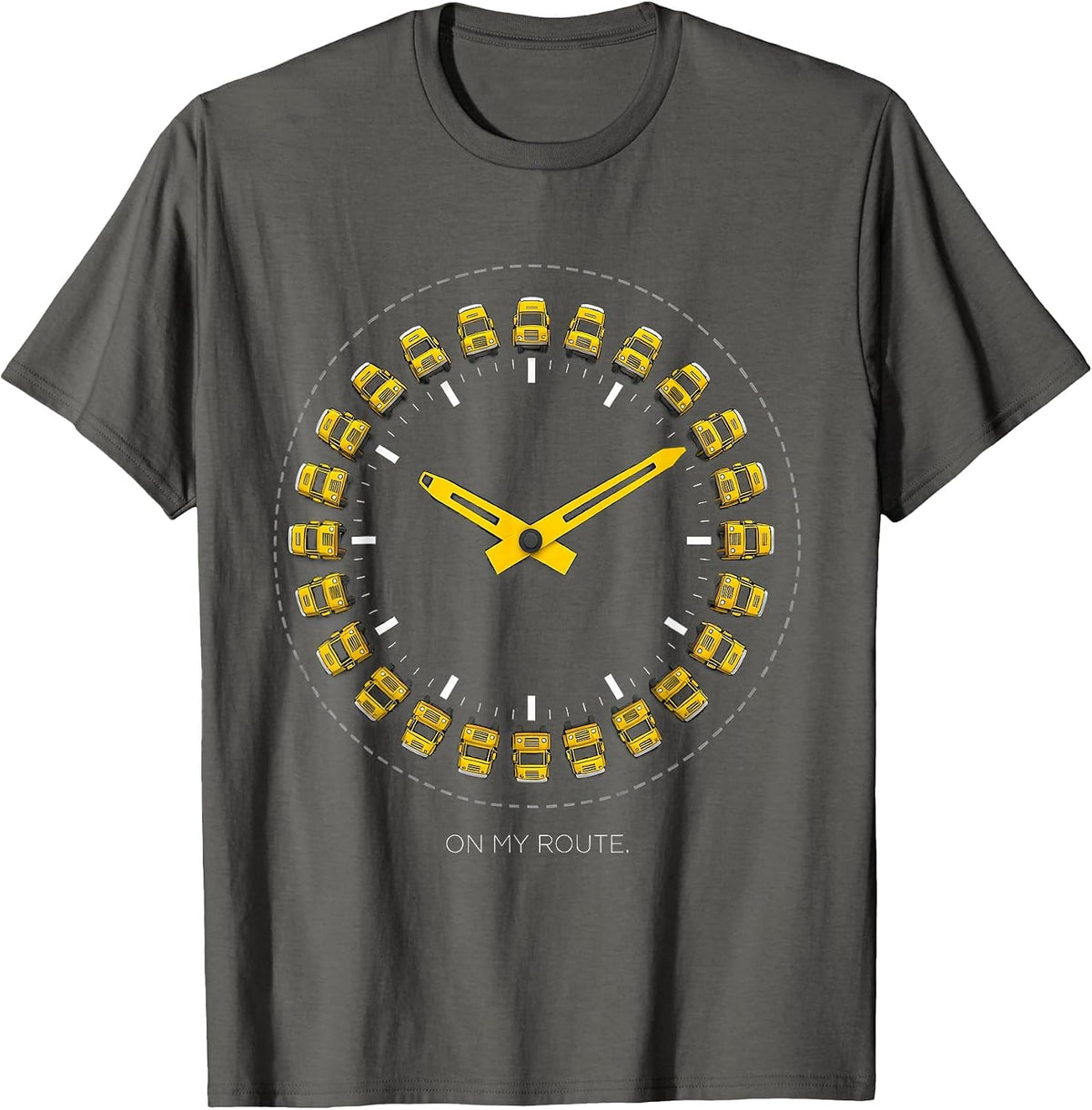 Men's School Bus Driver Geometric Clock Humor T-Shirt - Asphalt Grey